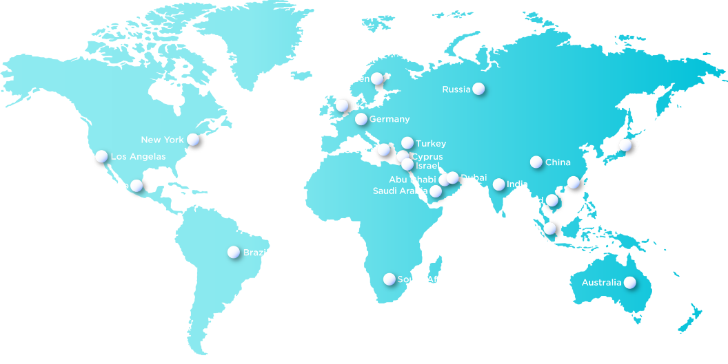 Global reach map of world
